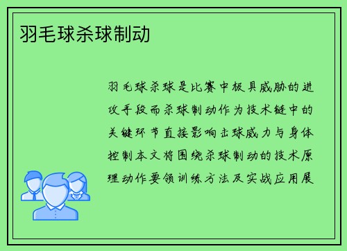 羽毛球杀球制动